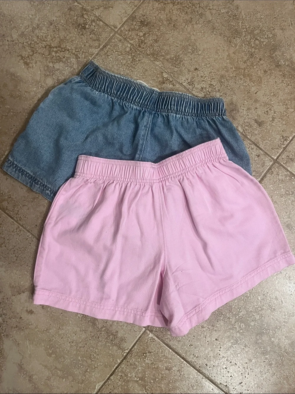 Old Navy Pink and Denim-Blue Kids Drawstring Shorts